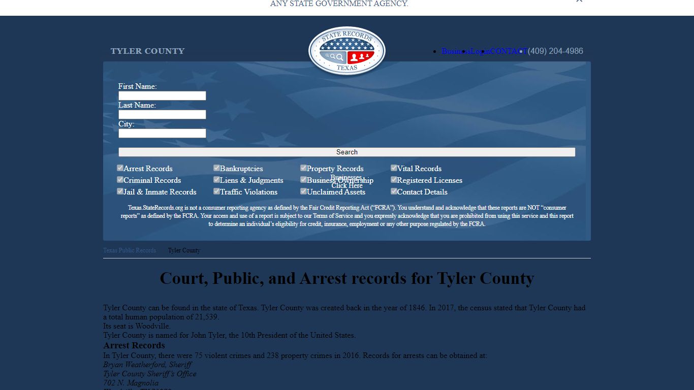 Court, Public, and Arrest records for Tyler County